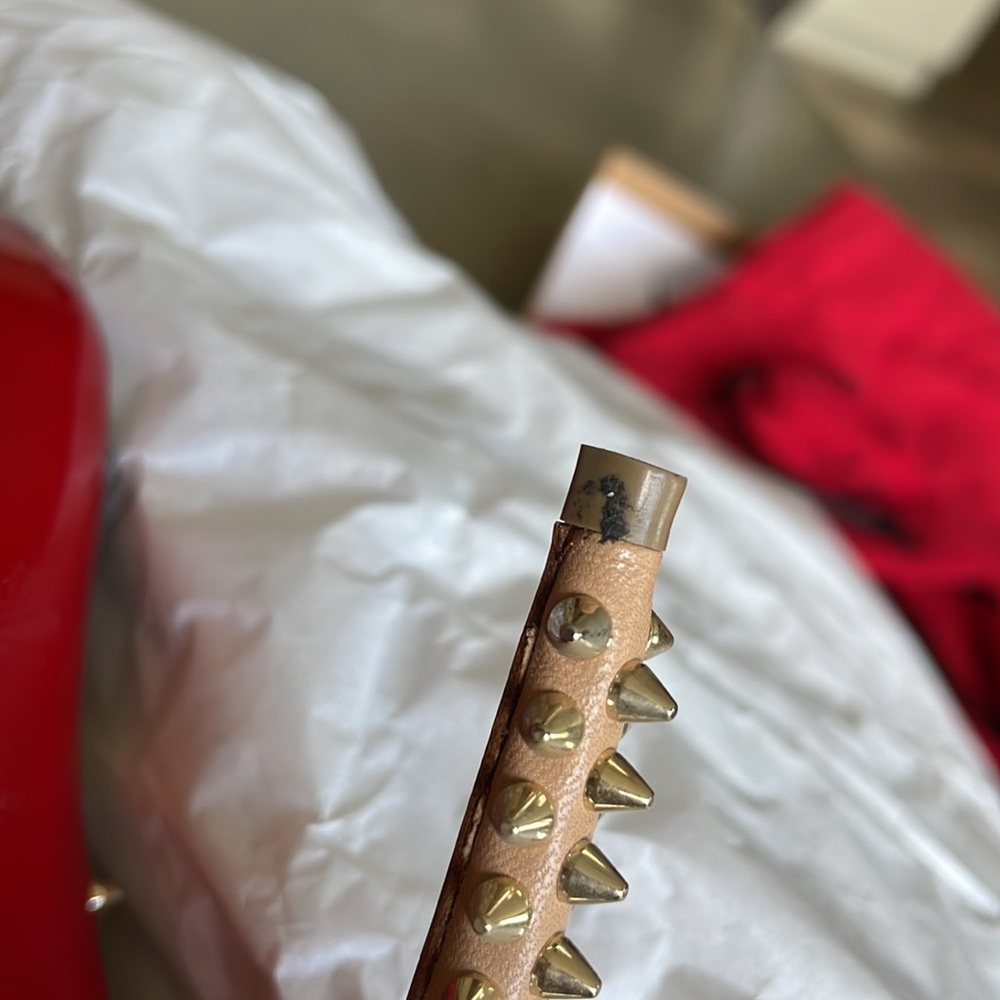 Christian Louboutin alarc 100mm beige nude light gold spike mesh stiletto 38.5 - Picture 11 of 11